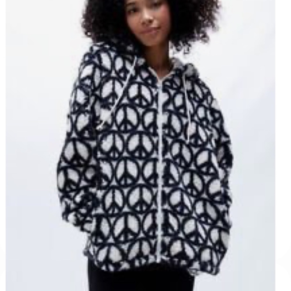 Pac Sun Peace Sign Zip Up Fleece